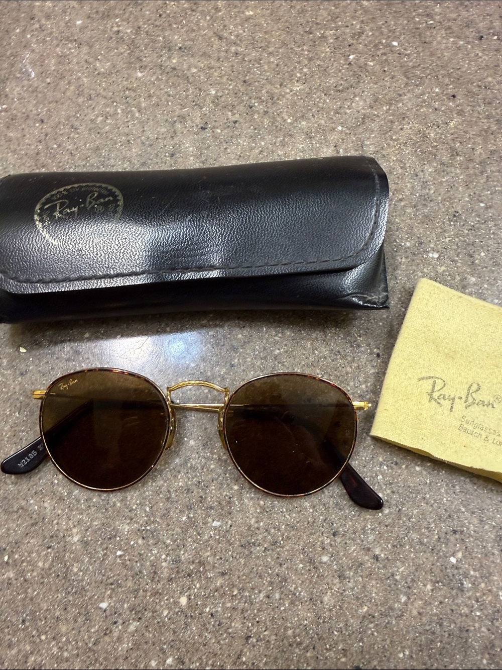 Vintage Ray-Ban Gold and Tortoise Frame Sunglasses with Brown Lenses